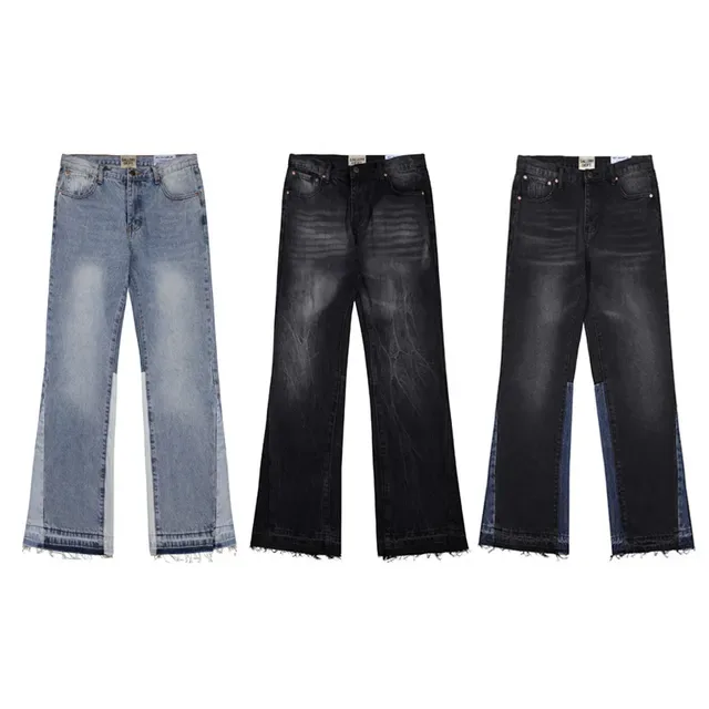 بنطلون جينز أسود distressed flared raw-hem 2