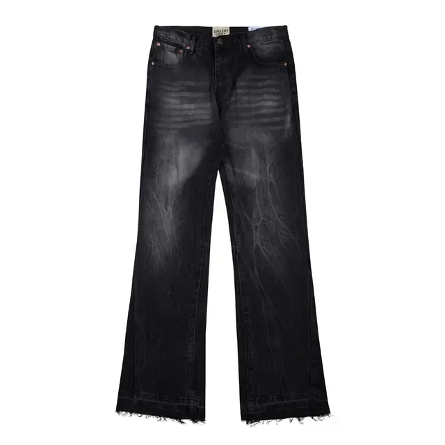بنطلون جينز أسود distressed flared raw-hem 3