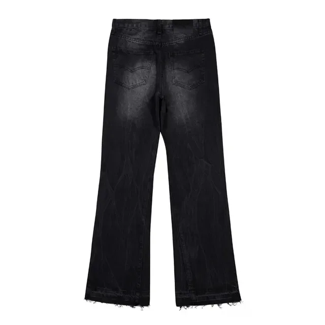 بنطلون جينز أسود distressed flared raw-hem 4