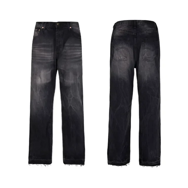 بنطلون جينز أسود distressed flared raw-hem 6