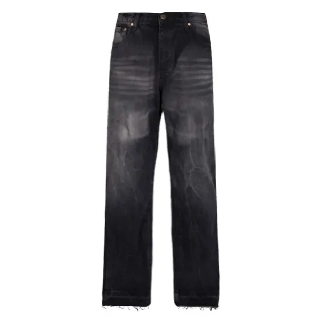 بنطلون جينز أسود distressed flared raw-hem 7