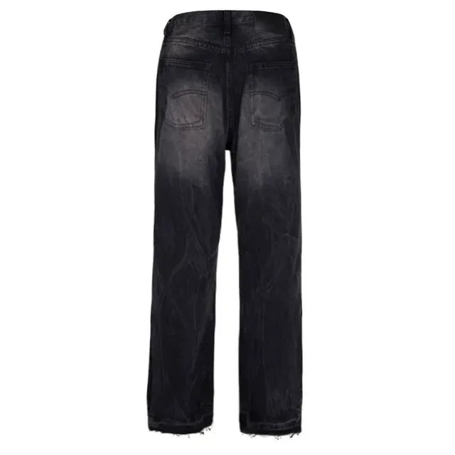 بنطلون جينز أسود distressed flared raw-hem 8