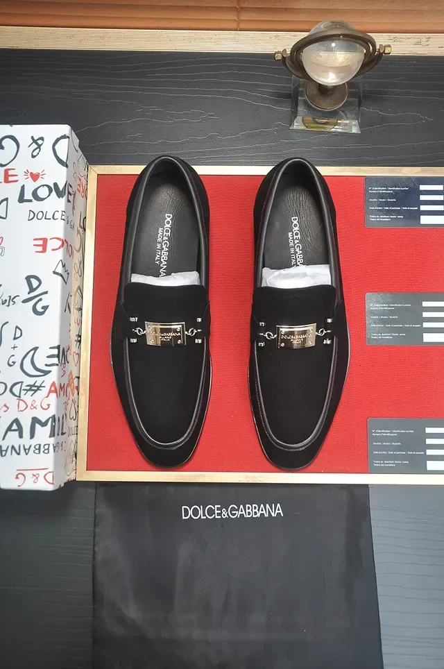 Black Gold Suede Upper Metal Plaque Accent Loafer 5