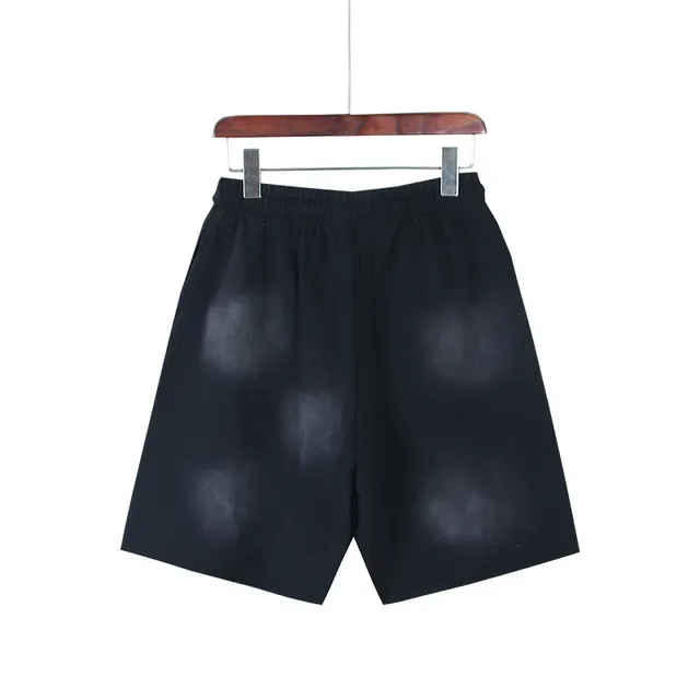 Black Gradient Flame Graphic Drawstring Waist Shorts 24