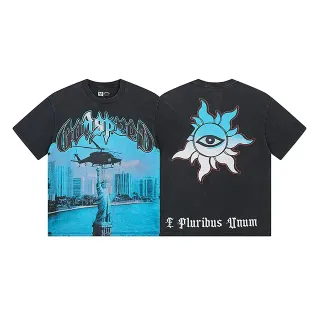 Black Graphic-Print Oversized Double-Sided Art T-Shirt