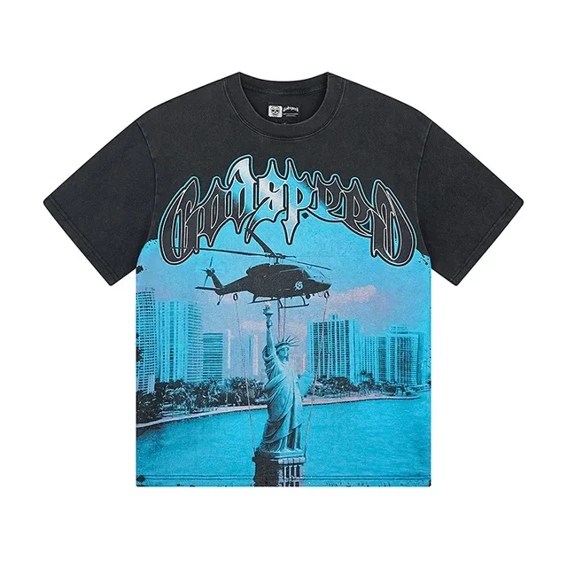 Black Graphic-Print Oversized Double-Sided Art T-Shirt 2