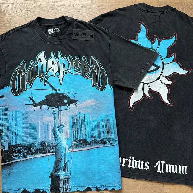 Black Graphic-Print Oversized Double-Sided Art T-Shirt 4