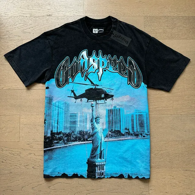 Black Graphic-Print Oversized Double-Sided Art T-Shirt 5