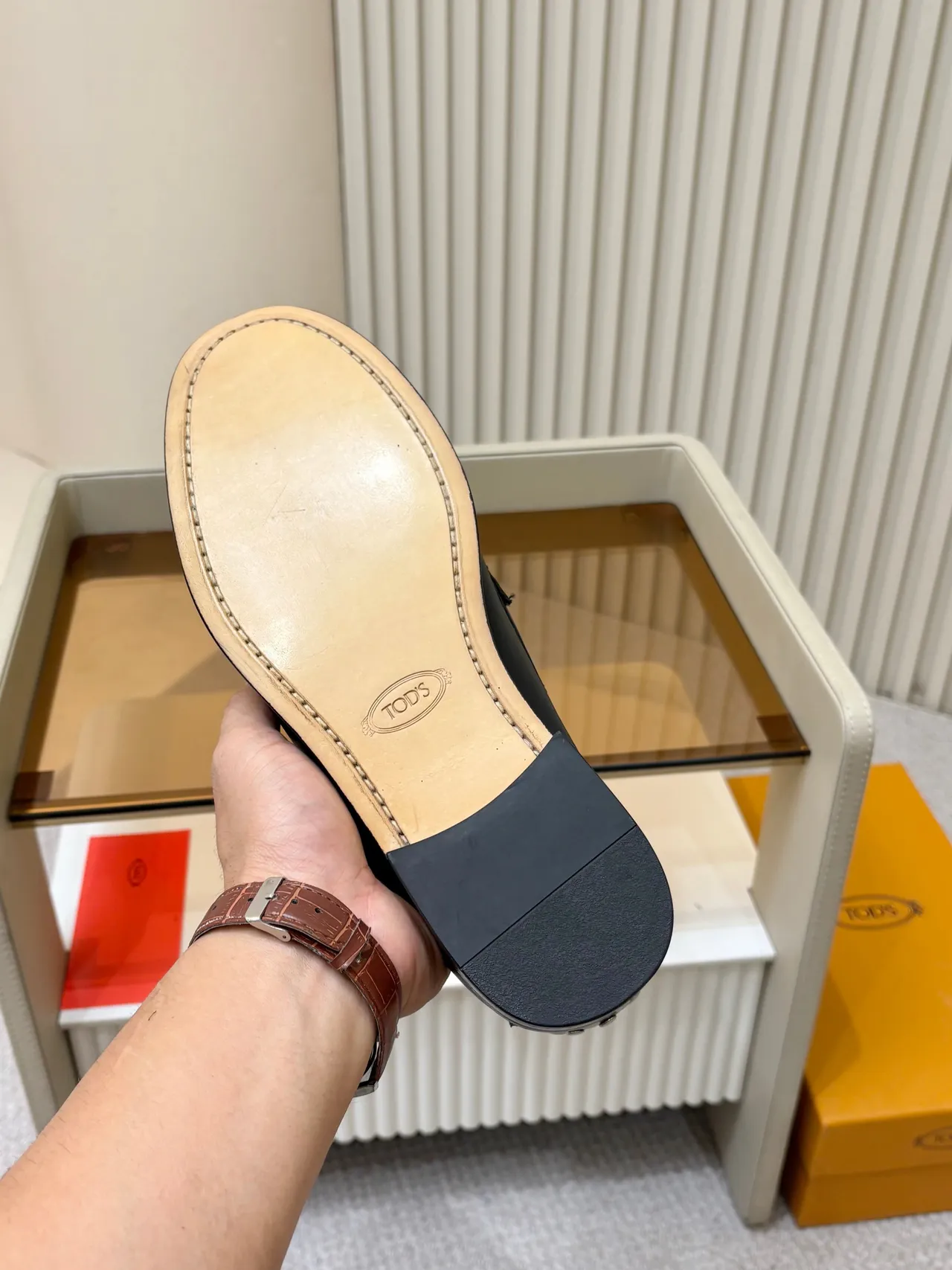 Black Leather Moc-Toe Slip-On Loafers 2