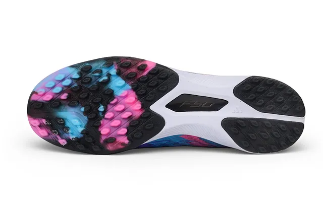 Black Multicolor Slip-On Sock-Fit Upper Iridescent Graphic Print Turf Soccer Shoes 6