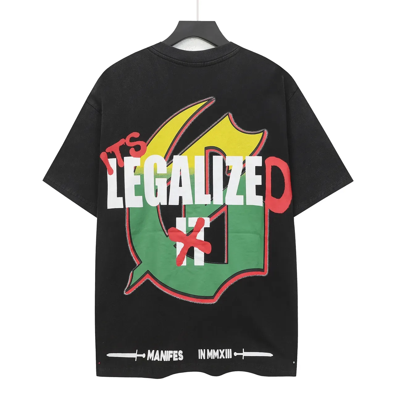 Black Oversized Double-Sided Graphic Print T-Shirt 3
