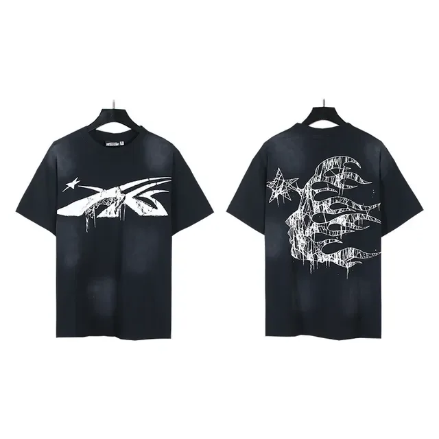 Black Oversized Graphic Print Dripping Paint Effect T-Shirt 4