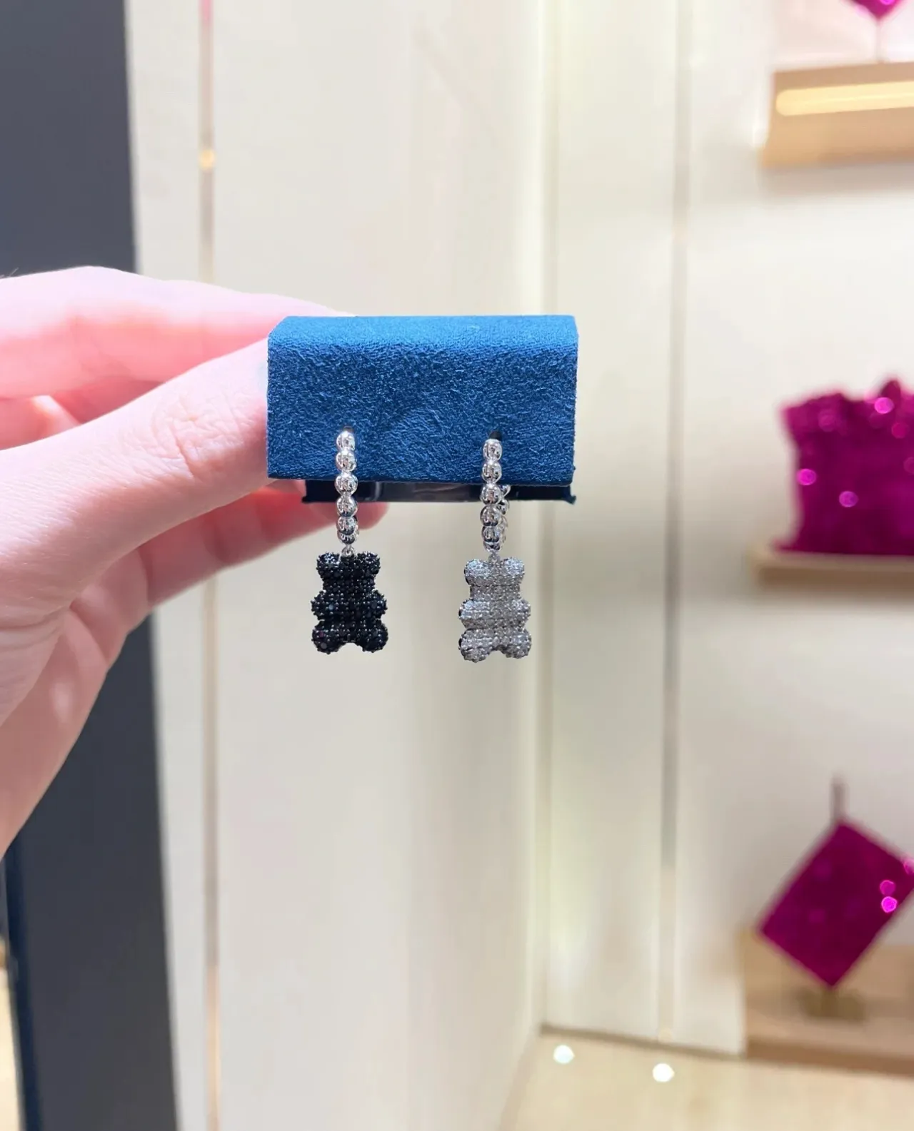 Black Pave Gummy Bear Dangling Earrings 2