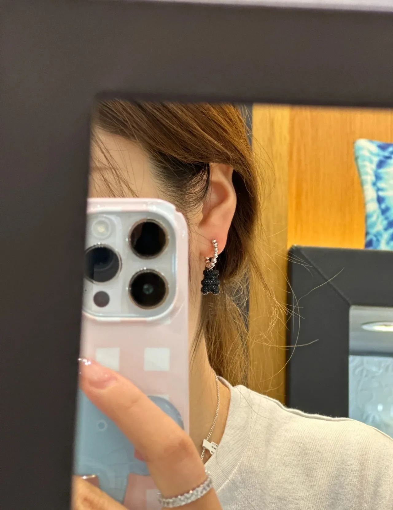 Black Pave Gummy Bear Dangling Earrings 4