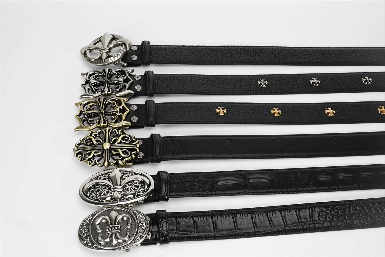 Ceinture en cuir noire argentée texturée avec boucle ovale ornée en galets 2
