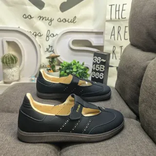 Black Tan-Lined Perforated T-Strap Mary Jane Shoes