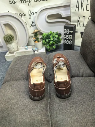 Black Tan-Lined Perforated T-Strap Mary Jane Shoes 18