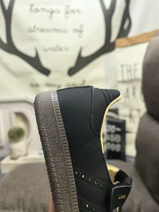 Black Tan-Lined Perforated T-Strap Mary Jane Shoes 23