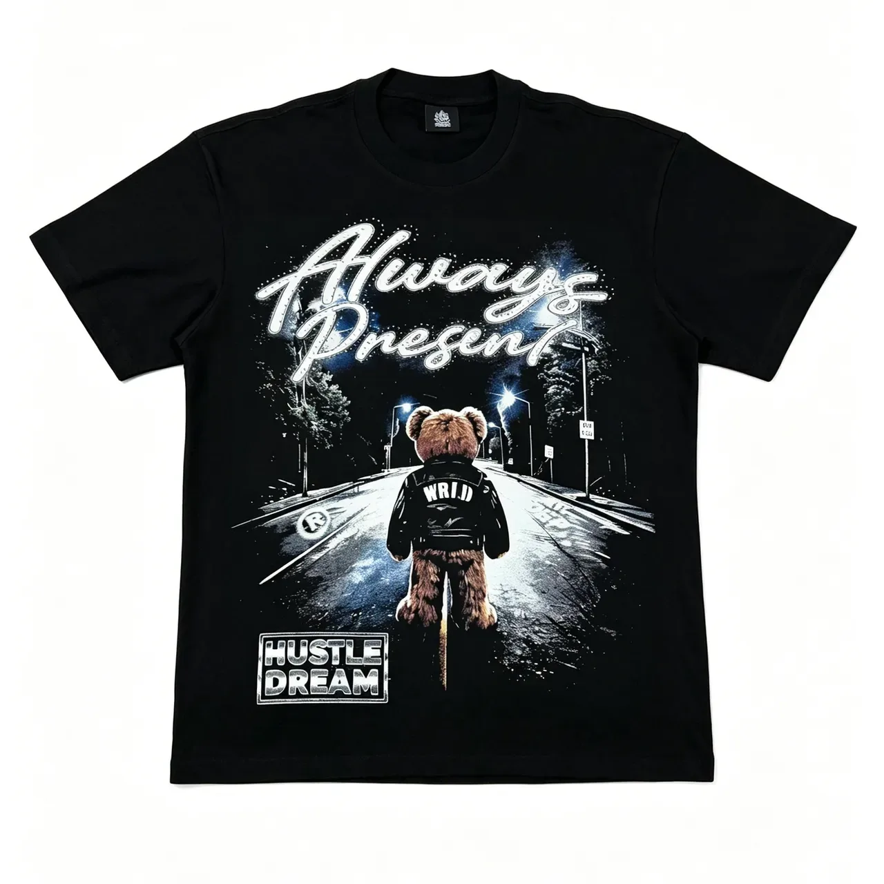 Camiseta de gola redonda com estampa gráfica preta e branca 6