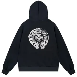 Black White Oversized Fit Back-Centered Graphic Print Hoodie