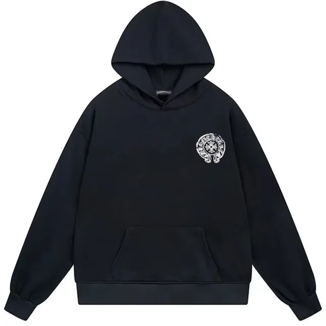 काली और सफेद Oversized Fit बैक सेंट्रल ग्राफिक प्रिंट हूडी 4