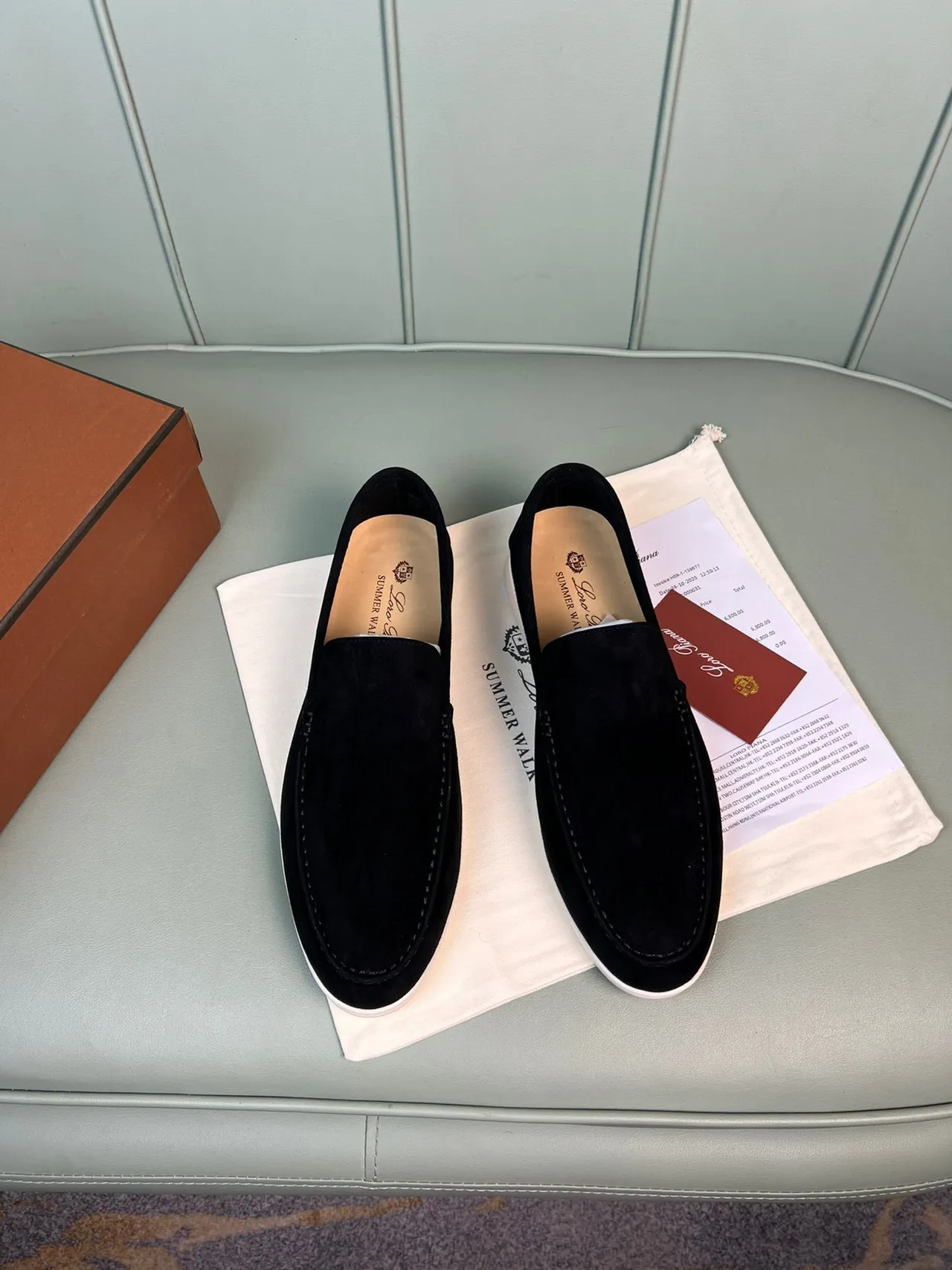 Black White Suede Rubber Sole Loafer 7