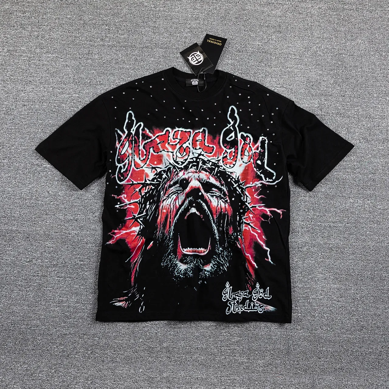 Camiseta oversized com estampa gráfica preta e amarela 5