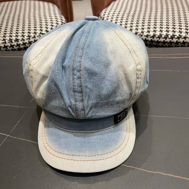 Beret denim azul bege ombré com construção de oito painéis 3
