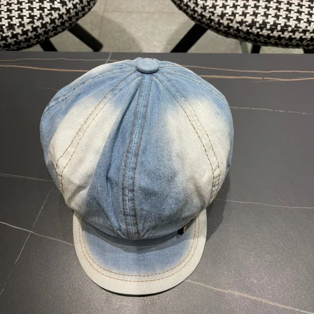 Beret denim azul bege ombré com construção de oito painéis 6