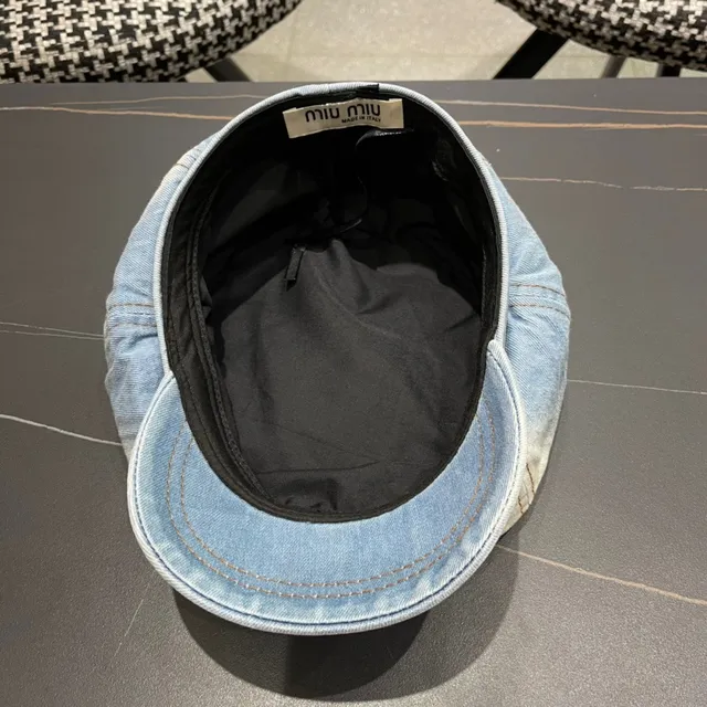 Beret denim azul bege ombré com construção de oito painéis 11