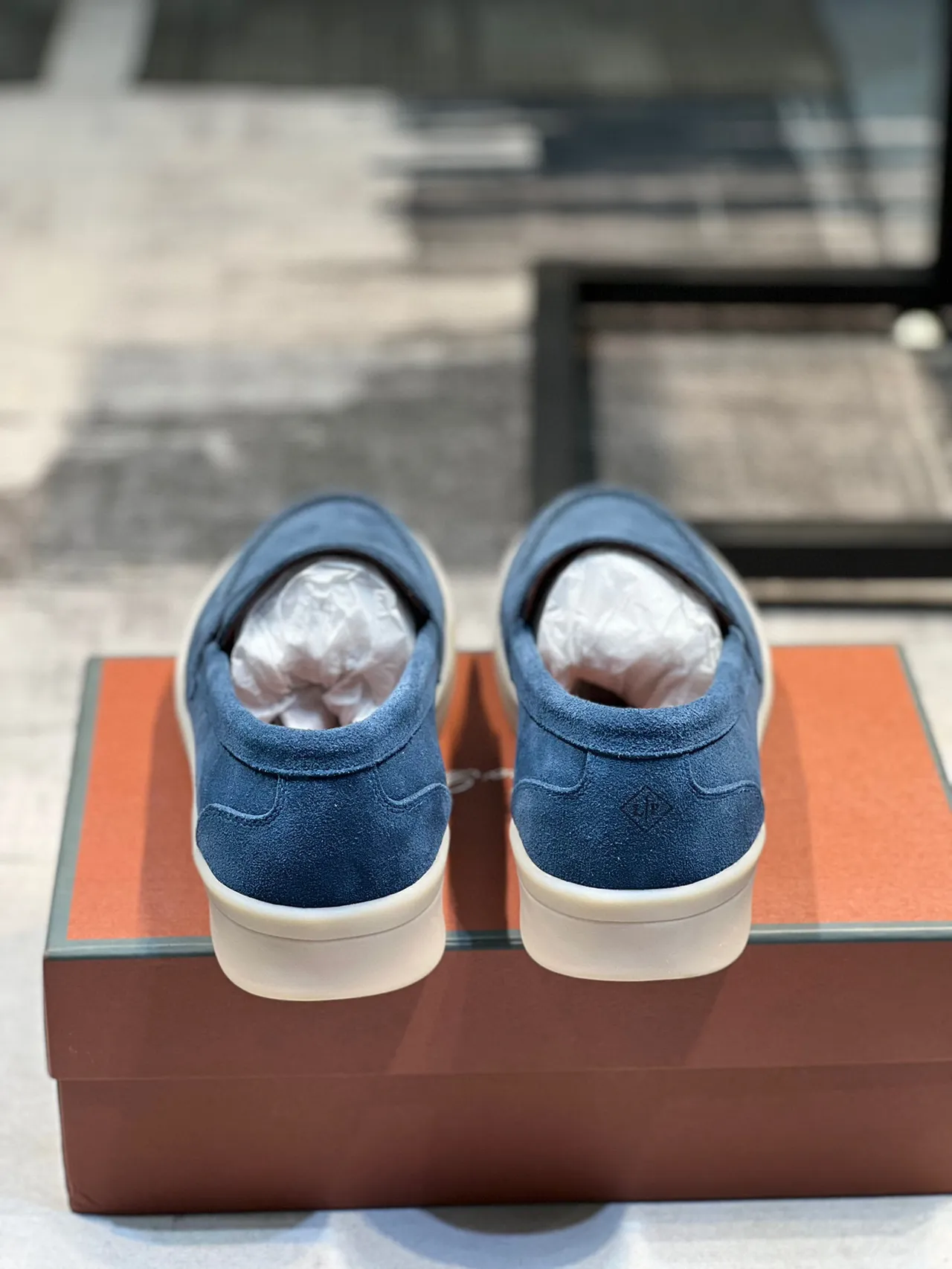 Blue Beige Suede Upper Penny Strap Loafer 2