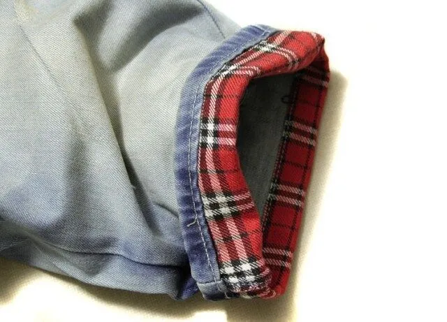Blue Red Light-Wash Distressed Denim Rolled Cuffs Shorts 10