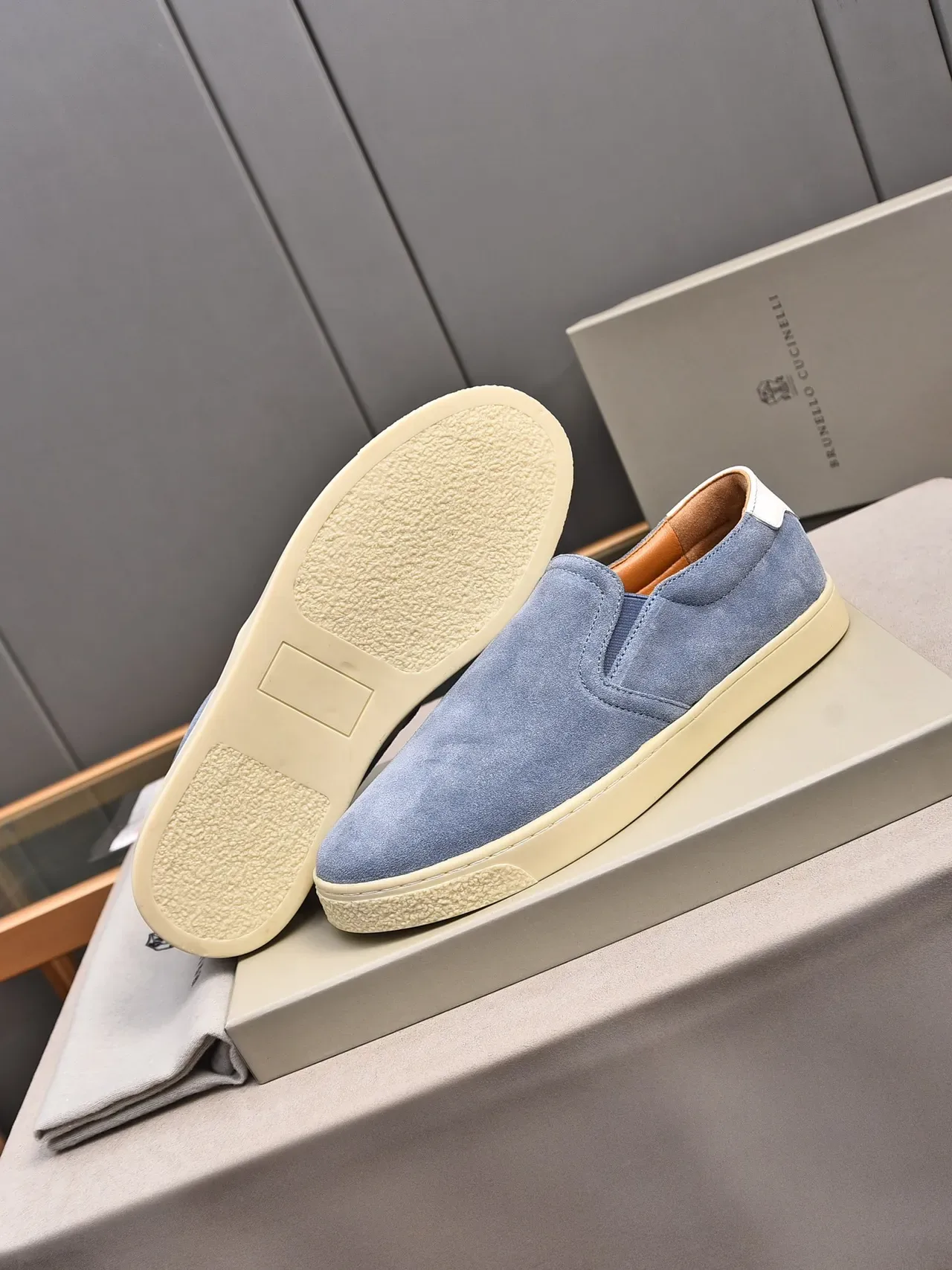 Sapato casual de camurça azul slip-on 4