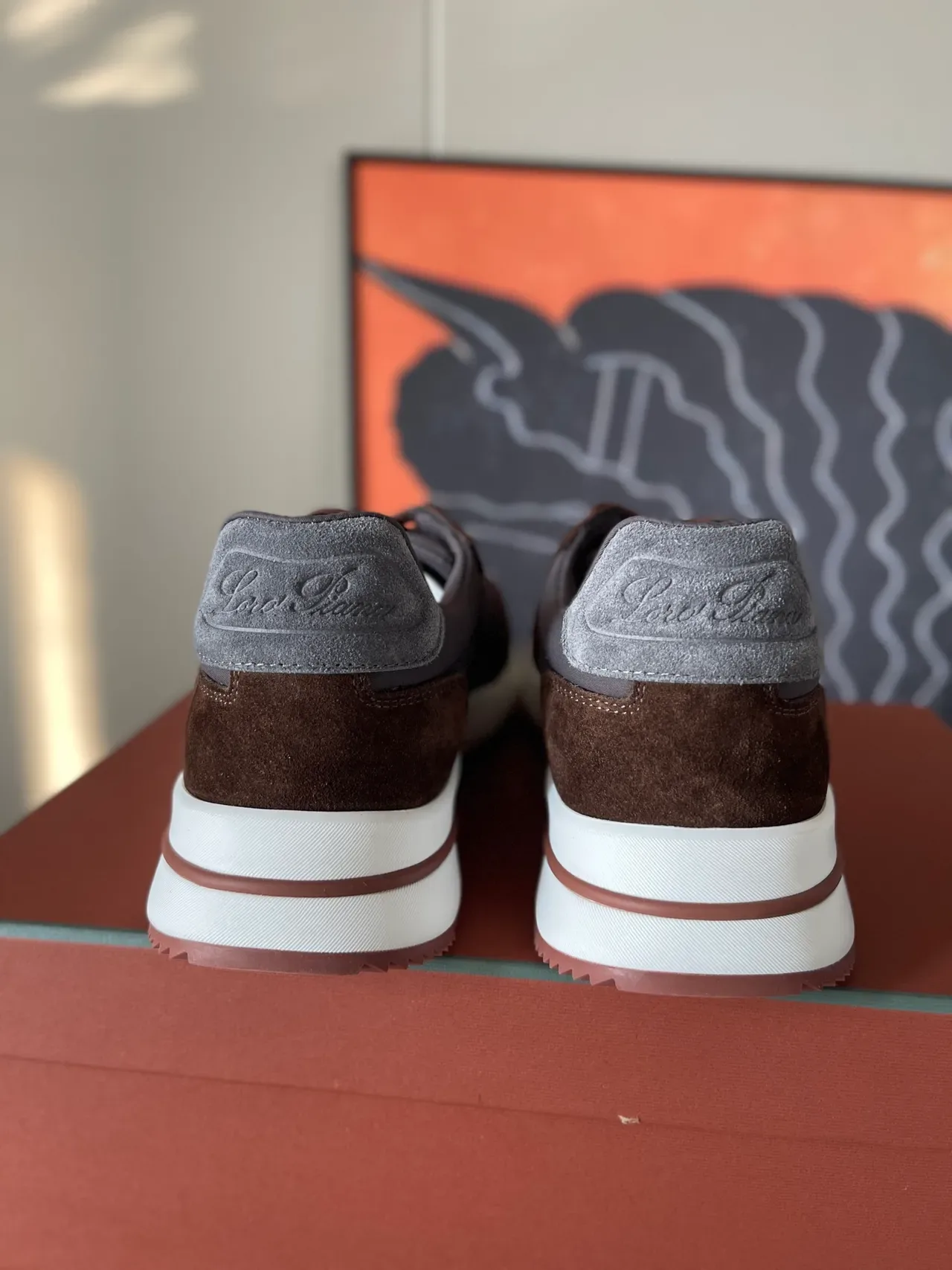 Sneakers híbridos suede-textile marrom e cinza 3