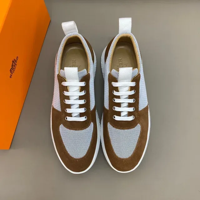 Brown and White Mesh Suede Lifestyle Sneaker 9