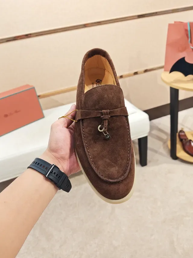 Brown Beige Suede Saddle Strap Loafer 5