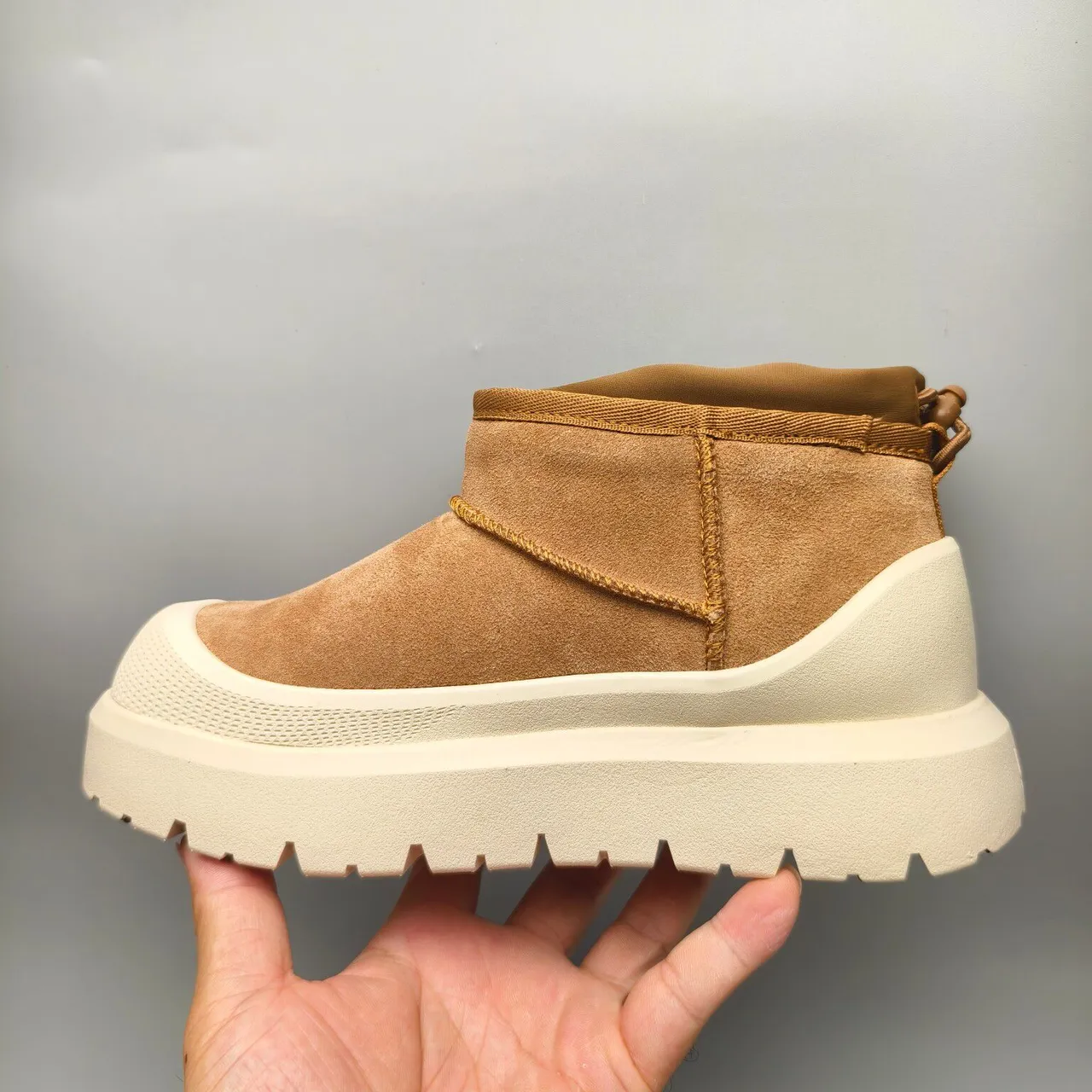 Brown Beige Suede Upper Elasticated Collar Boots 7