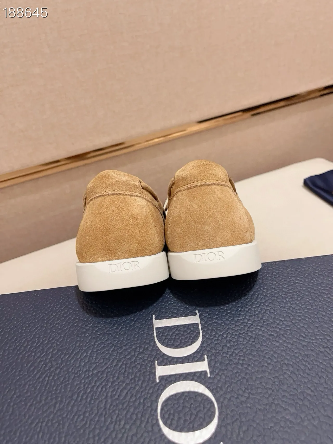 Brown Beige Suede Upper Monogrammed Toe Panel Boat Shoes 2