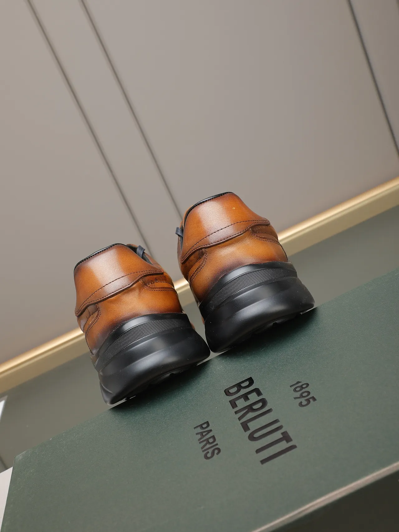 Brown Leather Embossed Script Lifestyle Sneaker 3