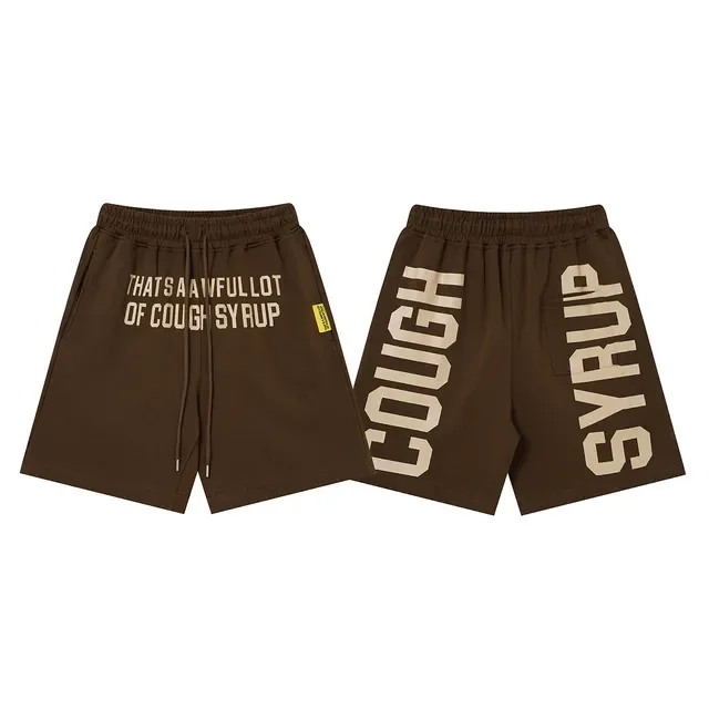 Shorts Text-Print Marrón o Blanco Ajuste Relaxed Fit Cintura con Cordón 2