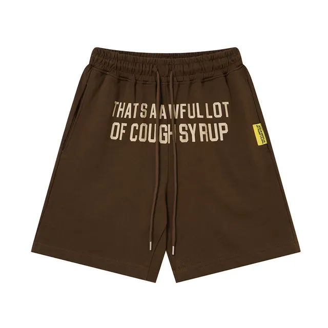 Shorts Text-Print Marrón o Blanco Ajuste Relaxed Fit Cintura con Cordón 3