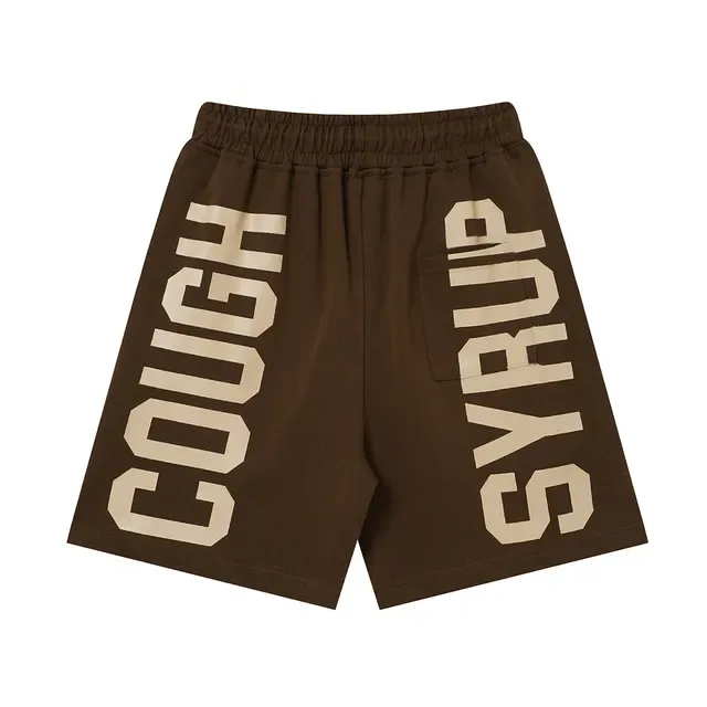 Shorts Text-Print Marrón o Blanco Ajuste Relaxed Fit Cintura con Cordón 4
