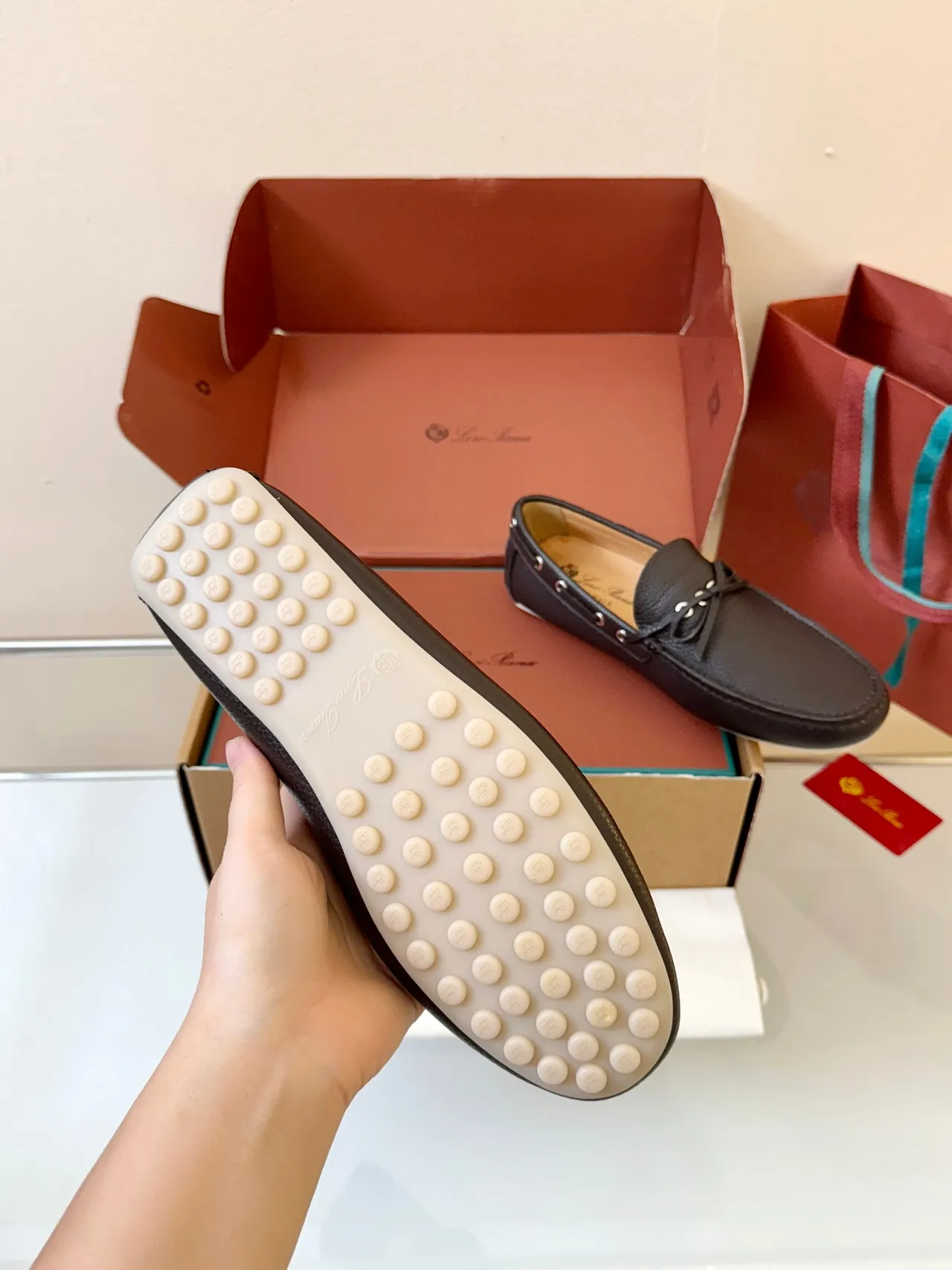 Zapatos de bote Moc-Toe de cuero marrón pebbled 5