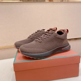 Brown Pink Knit Upper Sculpted Midsole Sneakers