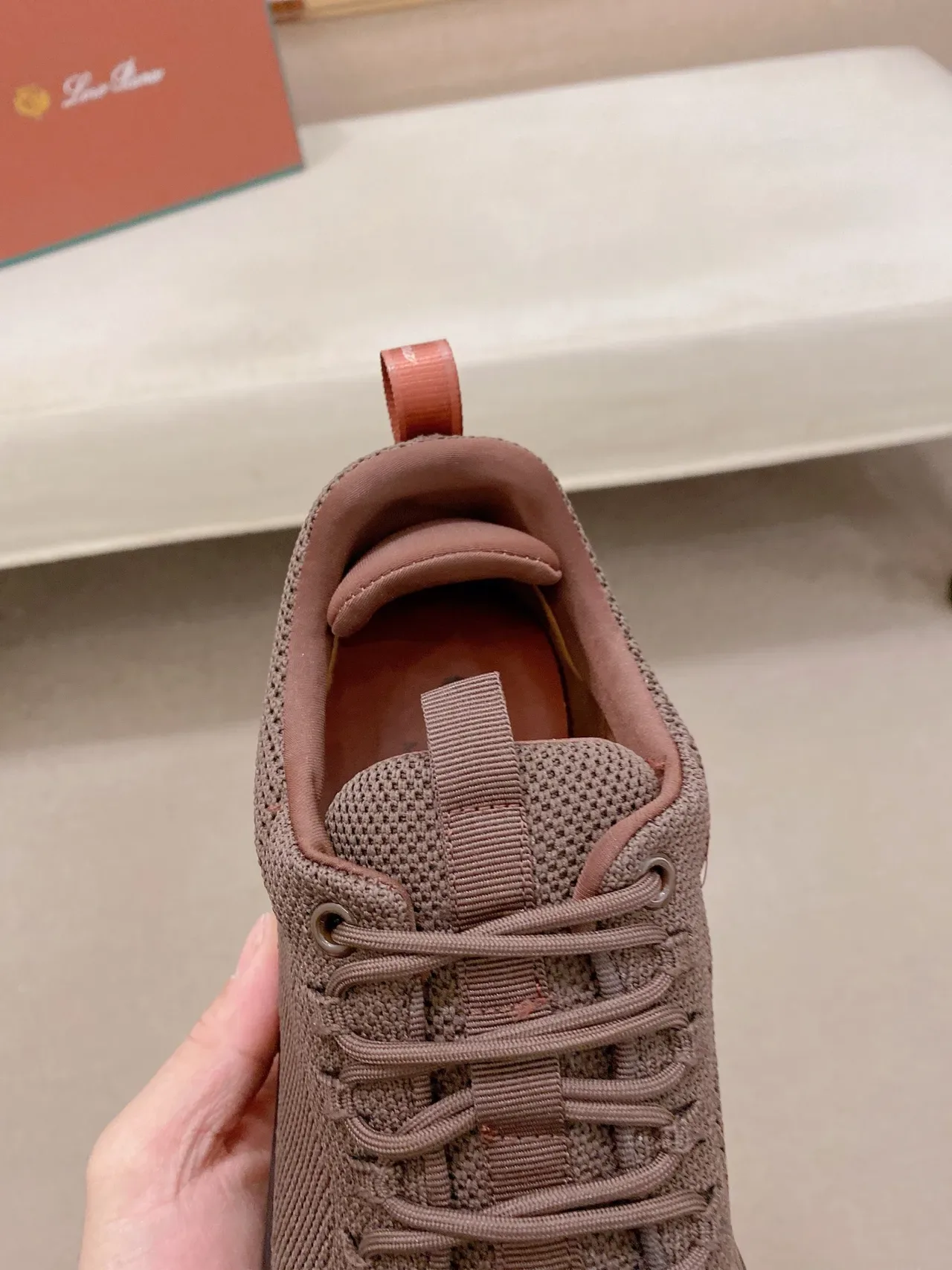Brown Pink Knit Upper Sculpted Midsole Sneakers 4
