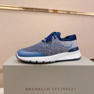 Brunello Cucinelli سنيكرز lifestyle بقماش knit أزرق بحري و رمادي