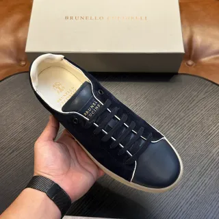 Brunello Cucinelli Navy سويد و جلد كوبسول حذاء كاجوال