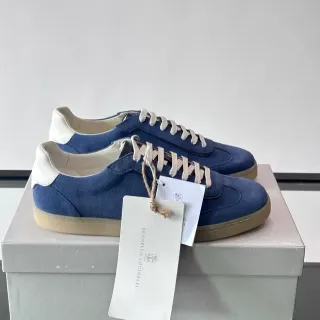 برونيلو كوتشينيلي أحذية رياضية بحرية سويدية low-top lifestyle