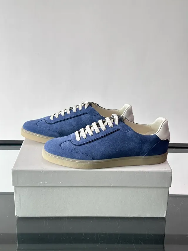 Brunello Cucinelli Navy Suede Low-Top Lifestyle Sneakers 5