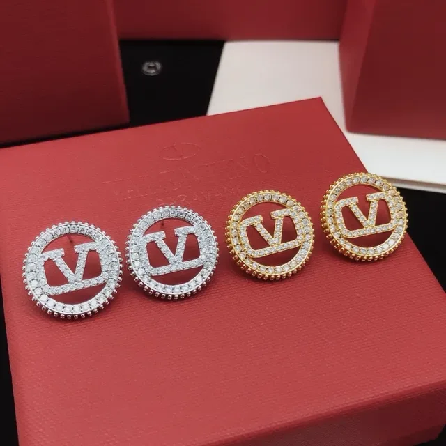 Circular Pavé-Crystal Monogram Stud Earrings 3